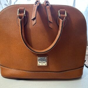 Dooney & Bourke Domed Saffiano Brown Leather Satchel